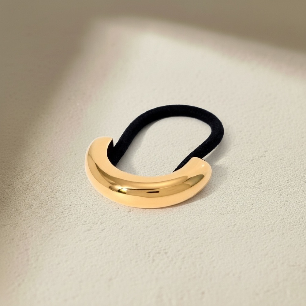 18K Gold Plated Stainless Steel Minimal Ponytail Cuff Modern Hair Tie